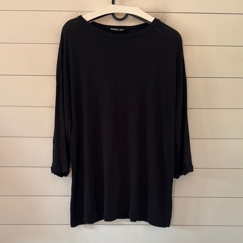 AUDREY 3+1  Estimate L/XL Slub Cotton Drop Ballet Neck Tee. 3/4 sleeve w/cuff